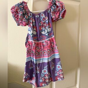 Fiesta Floral Kids Dress in Purple and Pink with tie back